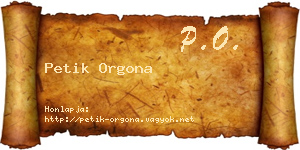 Petik Orgona névjegykártya
